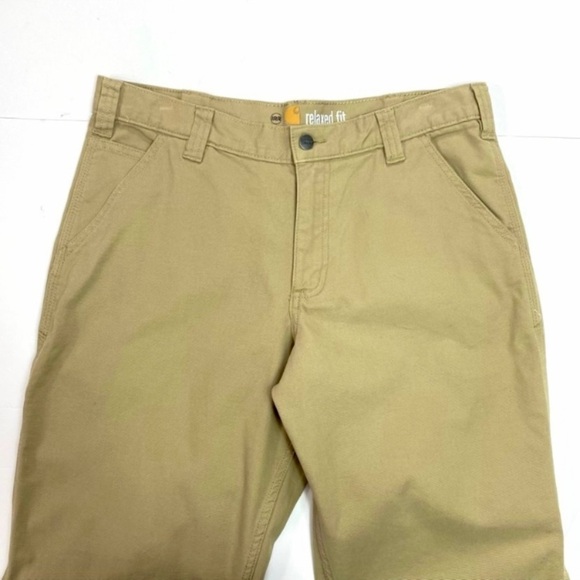 CARHARTT Rugged Flex Rigby Dungaree Pants in Khaki Beige Size 34 - Picture 3 of 10